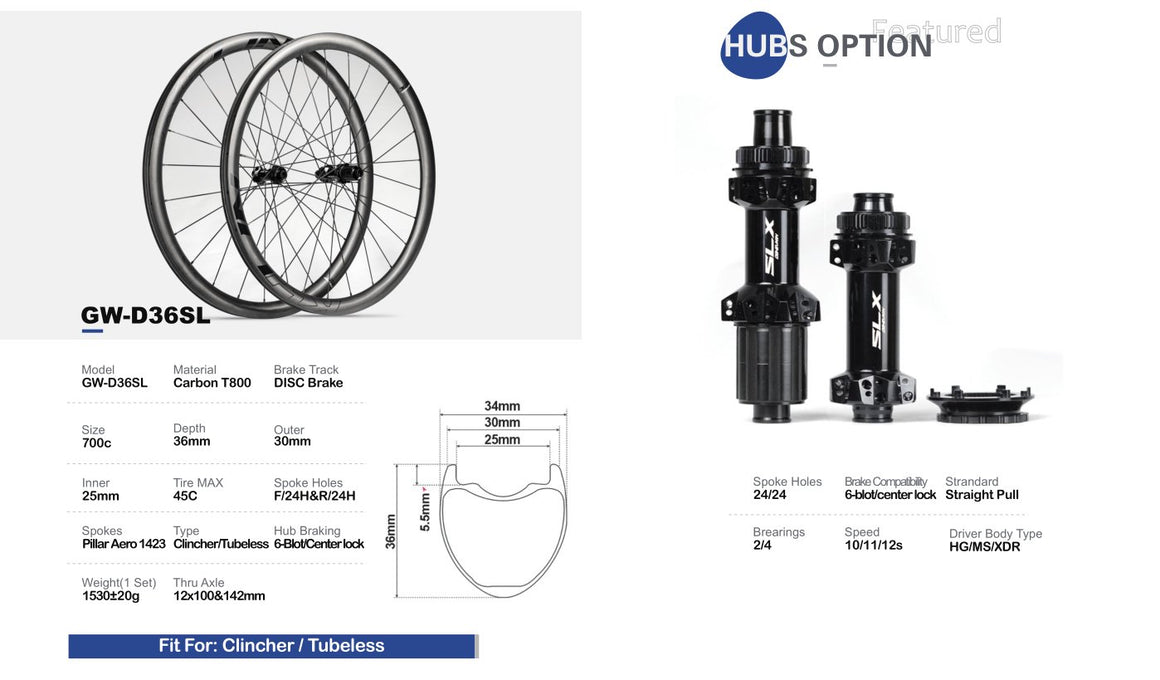 OG-Evkin - Gravel SL Disc Carbon Clincher Wheel Set