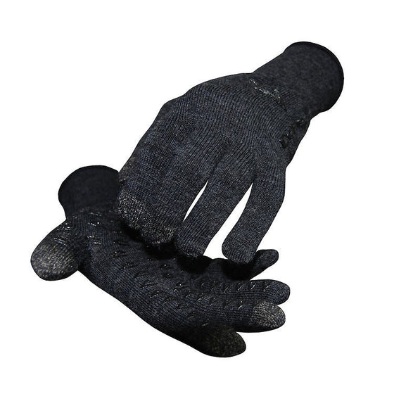 Defeet ET Charcoal Wool Gloves with Black Grippies